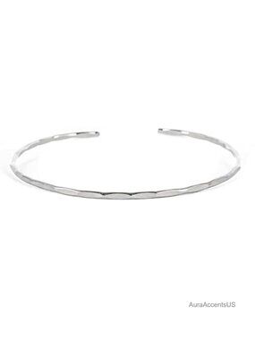 Solid Sterling Silver Small Hammered Cuff Bracelet